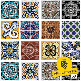 PAPEL DE PAREDE ADESIVO 3D - Azulejos